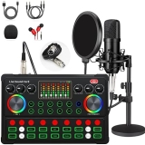 sktome Complete Podcasting Kit: 48V XLR Microphone, Voice Changer, Mic Stand, Studio Condenser - for Smartphone, PC, DJ, Video, Streaming, Gaming