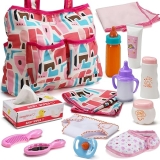 Baby Doll Accessories Set with Diaper Bag, Diapers, Bottle - Pretend Play Gift for Girls",