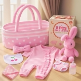 BABESIDE Reborn Baby Doll Clothes Set with Bassinet for 17-22" Dolls - Accessories for Newborn Girl Dolls