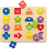 Coogam Wooden Shape Peg Puzzle for Toddlers | Montessori Color Matching Toy