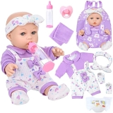 Baby Doll 12" Realistic Baby Doll Set with Flower Pattern Backpack - Clothes, Accessories, Pretend Play Toy Collection for 3+ Girls