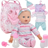 Baby Doll Set in Backpack Carrier - 12 Inch Infant with Accessories for Toddlers, Kids 2-5