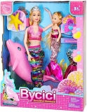 Magical Mermaid Doll Set - Princess Twin Dolls with Color-Changing Dolphin, Summer Outfits & Sparkling Accessories - Water Play Birthday Gift for Girls 4-7