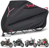QEWTYI Universal 96" Motorcycle Cover - Heavy Duty, All-Weather, Waterproof Protection for Harley, Honda, Kawasaki - Lock Hole