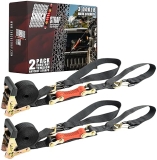 SHOCKSTRAP 7' x 1.5" Shock Absorbing Ratchet Straps, 1000 LB WLL, 3000 LB Break Strength, 2-Pack