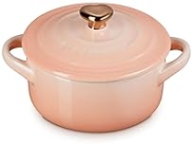 Le Creuset Mini Round Cocotte, 8oz Peche with Gold Heart Knob