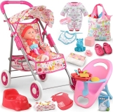 Baby Doll Stroller Set with Accessories and Clothes for Girls 3-6 Years Old