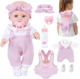 BDDOLL 12 Inch Baby Doll Playset with Clothes and Carrier Accessories - Baby Carrier, Bottles, Nipple, Socks, Headbands"