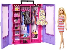 Barbie Fashionistas Ultimate Closet Playset with 3 Outfits & Accessories - Includes 6 Hangers