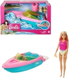 Barbie Doll Playset with Toy Boat, Puppy, Life Vest, Beverage Accessories - Fits 3 Dolls, Water-Friendly