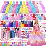 MINIFUN Doll Clothes and Accessories Set with Princess Gowns, Fashion Dresses, Shoes, and Toys for Girls