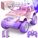 Xiamen Pink Remote Control Car for Girls with Fog Mist & Music, LED Lights - 1:16 RC Off-Road SUV Truck Toy