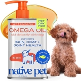 Native Pet Wild Alaskan Salmon Oil Omega 3 Liquid Supplement for Dogs & Cats - Healthy Skin, Coat, Joints - Tasty 8oz