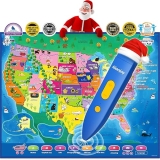 Bilingual Interactive Kids USA Map Poster for Learning, Ages 3-12