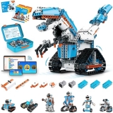 WhalesBot E7 Pro STEM Coding Robot Kit | 12-in-1, 637-Piece Set | Ages 8-12 | Scratch Programming | Educational Toy