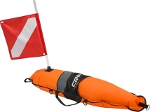Cressi Inflatable Dive Flag Signal Board | Hi-Visibility Orange with Reflective Strip | Torpedo Design Italy