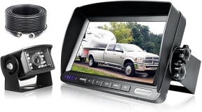 ZEROXCLUB HD Wired Backup Camera System Kit with IP69 Waterproof Rear View Camera + 7'' LCD Monitor for Truck/Semi-Trailer/RV