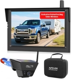 AUTO-VOX Wireless Solar Backup Camera Kit: Easy Install, 5" Monitor, Stable Coverage for Truck, SUV, RV - 1080P.
