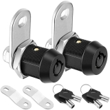 PTEROMY 2-Pack PTEROMY Cabinet Locks with Keys, Heavy Duty 5/8'' Tubular Cam Lock for RV Storage, Black