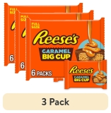 Reese's Big Cup Caramel Peanut Butter Cups, 3 Pack, 1.4 oz, 6 Count