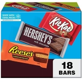 Reese's Assorted Milk Chocolate Candy Bars Variety Pack, 27.3 oz (18 Count) - REESE'S, HERSHEY'S, KIT KAT