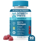 SmartyPants Men's Plus Multi & Omega-3 Gummies, 90 Ct - Improved Formula with 50% Less Sugar