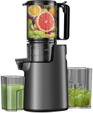 LQZ Masticating Cold Press Juicer with Wide Feed Chute - High Juice Yield, Easy to Clean (Black)