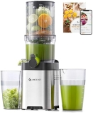 WOOT AMZCHEF Cold Press Juicer - Large Feed Chute, Stainless Steel Masticating Machine, Easy Clean, Silver