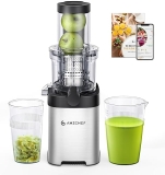 WOOT AMZCHEF Cold Press Juicer - Large Feed Chute, Stainless Steel Masticating Juicer, Easy to Clean - Silver