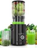 Hzone Juicer Large Feed Chute Cold Press Juicer for Whole Produce, High Juice Yield, Quiet Operation - BPA-Free (Black)