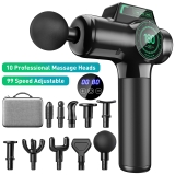 Cshidworld High-Speed Massage Gun for Athletes, Deep Tissue Percussion Massager, 99 Speeds, LED Display, 10 Heads