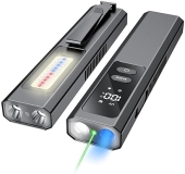 Rechargeable EDC Flashlight with White/Warm LED, UV, Beam Modes, Magnetic Base - Black