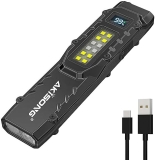 AKISONG 1200 Lumen Tactical Flashlight with Type-C Rechargeable Battery and Strobe Modes (Black)
