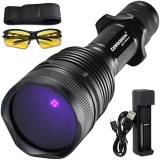 DARKBEAM 20W Rechargeable UV Flashlight Black Light - Darkbeam 365nm, Powerful Woods Lamp with Filter - Leak & Pet Urine Detector