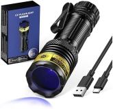 Rechargeable UV Flashlight 365nm Blacklight for Pet Urine Detection, Resin Curing - Portable Handheld LED UV'