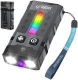 FRİDEMOK BORUIT EV20 LED UV Flashlight,1100 Lumen USB-C Rechargeable Pocket Keychain Light,IP66 Waterproof,Aluminum Black