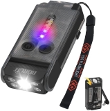FrideMok Small Powerful EDC Flashlight with Red and UV Light, USB Rechargeable, Keychain Clip (Black)