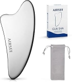 Skeentuner Gua Sha Facial Tools Set | Stainless Steel Board for Tightening Skin | Body, Eyes, Neck Massager with Travel Pouch | Beauty Gift