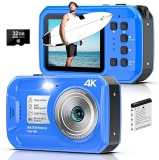 Yifecial 64MP 4K Underwater Camera with Autofocus, 16FT Waterproof, 32GB Card - Ideal for Snorkeling, Surfing, Swimming