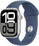 Apple Watch Series 10 GPS Smartwatch 42mm Silver Aluminum Case Denim Sport Band S/M