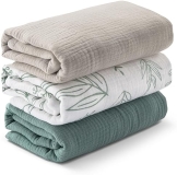 LYRICHOM Newborn Muslin Swaddle Blankets, 3 Pack - Breathable Soft Receiving Blanket Set, 38 x 40 inches"