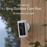Ring Outdoor Cam Plus Battery - Wide-Angle 2K Video with Ring Vision, Night Vision, Mount-Anywhere - White