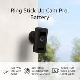Ring Stick Up Cam Pro Battery | Two-Way Talk, 3D Motion Detection, 1080p HDR Video, Color Night Vision - Black (2023 Release)