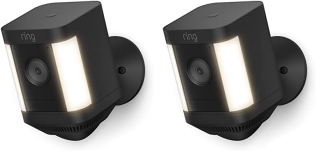 Ring Spotlight Cam Plus 2-Pack, Black | Two-Way Talk, Night Vision, Security Siren | 2022 Release