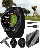 Wearable Garmin Approach S50 Golf GPS Smartwatch Slate with Black Nylon Band, Club Tracking Tags & Power Bank Bundle
