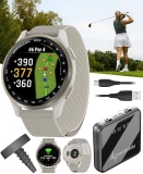 Wearable Garmin Approach S50 Golf GPS Smartwatch Cream Gold Bundle