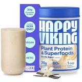 Happy Viking Vanilla Plant Protein Powder - 20G Protein, Low Carb, Keto, Vegan - 24 oz.