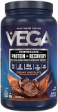 Vega Sport Vegan Protein Powder + Recovery - Chocolate, 30g Plant Protein, 19 Servings, BCAAs, Probiotics, NSF Certified - 1.8lbs