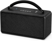 DINDIN Portable Bluetooth Speaker: 80W Peak, 20-Hour Playtime, Wireless Wood Boombox with Deep Bass, Subwoofer, TWS - Large, Loud Speaker for Party, Outdoor - Black