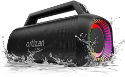 Ortizan Portable Bluetooth Speaker: 80W Peak, Bass Up, 20H Playtime, IPX7 Waterproof, RGB Lights - Ideal for Outdoor Adventures